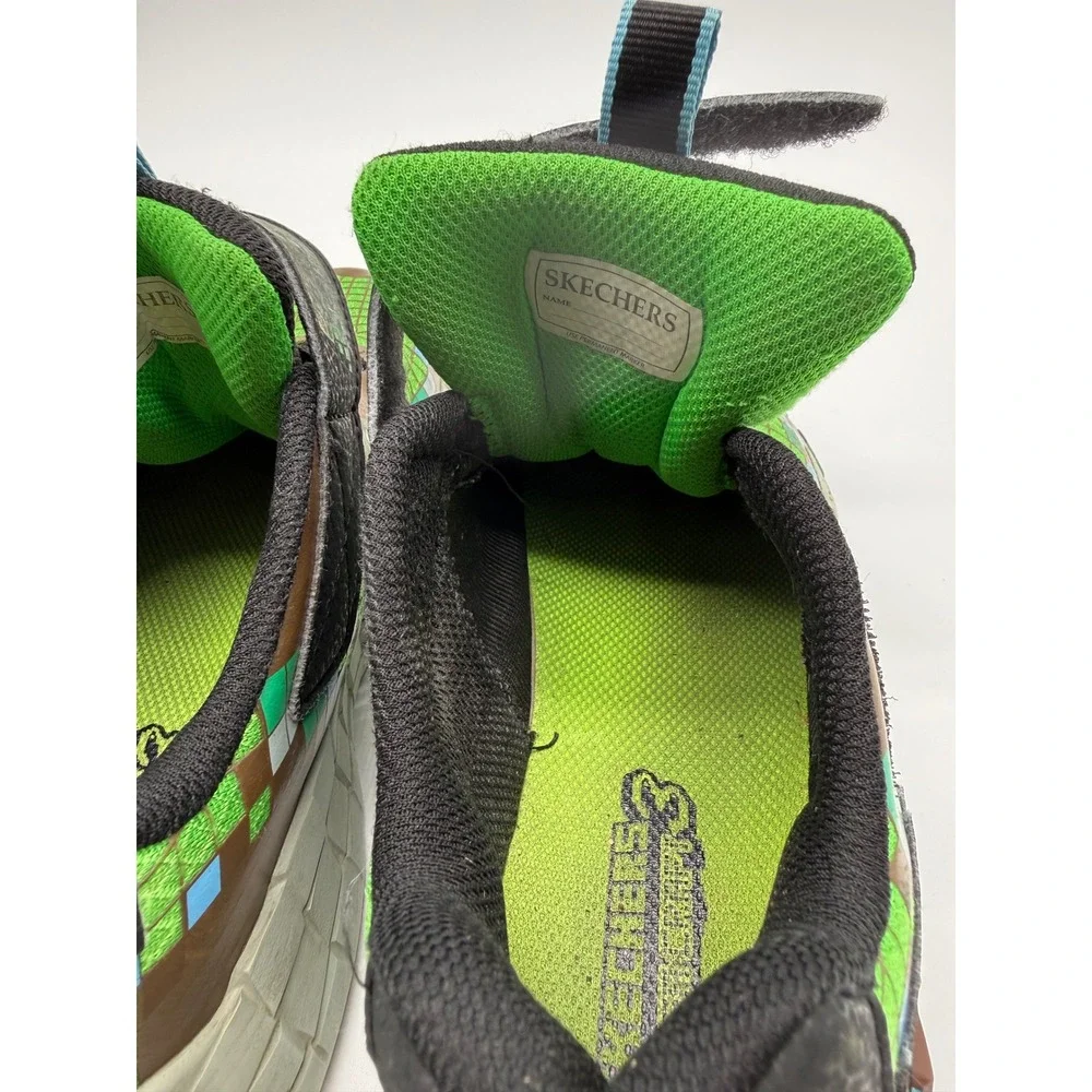 Skechers Mega-Craft Sneakers Boys Size 5 Green Brown Pixel Block Athletic